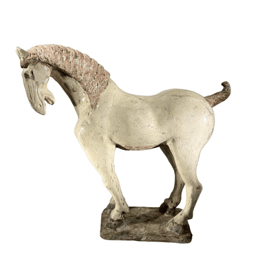Figura de caballo estilo Tang chino en terracota policromada s.XX Bucarest Art & Antiques