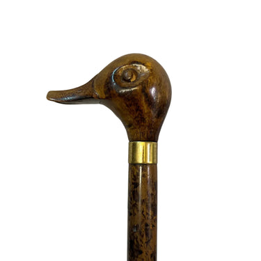 Bastón francés de madera empuñadura cabeza de pato y cintillo de bronce Bucarest Art & Antiques