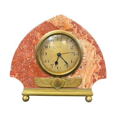 Reloj ‘Art Déco’ de mármol rosa y bronce circa 1920 Bucarest Art & Antiques
