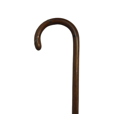 Bastón francés de madera empuñadura curva e incrustaciones metálicas Bucarest Art & Antiques