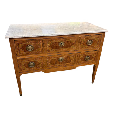Cómoda marquetería con mármol estilo Luis XVI Bucarest Art & Antiques