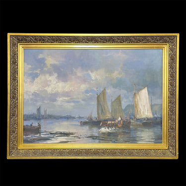 Manuel Maldonado 'Manoly' - Óleo sobre tela ‘Descarga en la caleta de Angelmó’ Chile 1984 Bucarest Art & Antiques