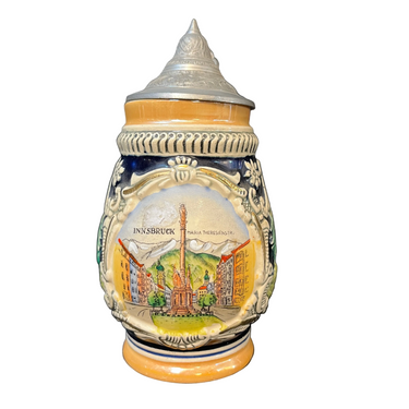 Shopero de porcelana alemán pequeño tamaño 'María Theresien-platz, Innsbruck' Bucarest Art & Antiques