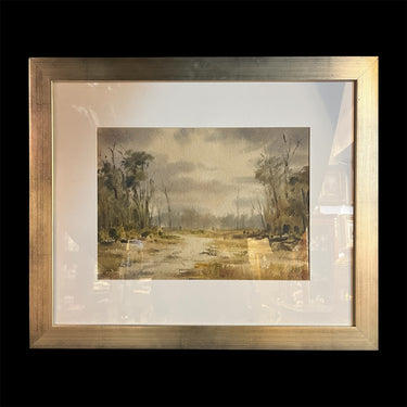 Hardy Wistuba - Acuarela sobre papel 'Paisaje cielo cargado' Bucarest Art & Antiques