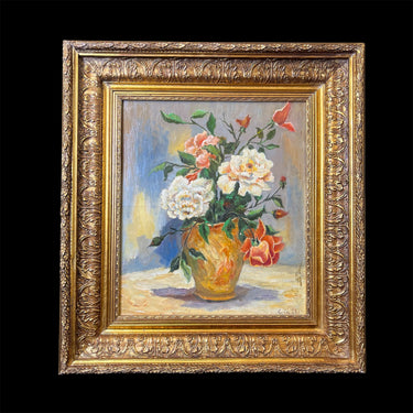 Celia Castro -óleo sobre madera- ‘Bodegón de Rosas’ Bucarest Art & Antiques