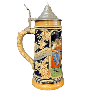 Shopero de cerveza Alemán de colección 'Escena Festejo' Bucarest Art & Antiques