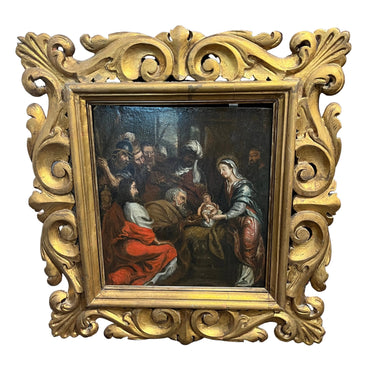 Anónimo - Óleo sobre madera ‘Nacimiento del niño Jesús’ Bucarest Art & Antiques