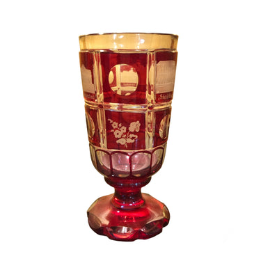 Copa de Cristal tallada en rojo
