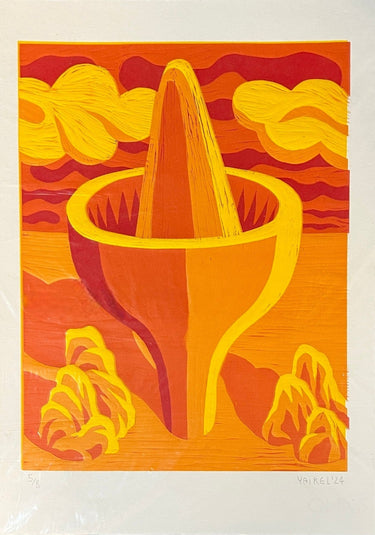Michael Yaikel - Linoleo 4 colores 'Planta monocromo amarillo' 5/8 Colección Exclusiva