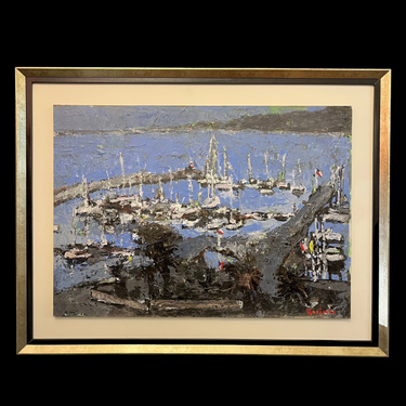 Vittorio Queirolo - Óleo sobre madera ‘Embarcaciones’ Bucarest Art & Antiques
