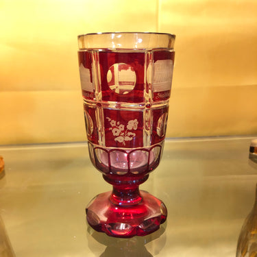 Copa de Cristal tallada en rojo