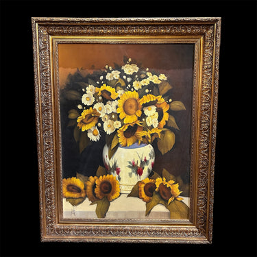 Marcelo Cuevas - Óleo sobre tela Bodegón ‘Margaritas y girasoles’ Bucarest Art & Antiques