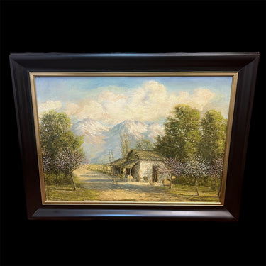 Alberto Lobos - Óleo sobre tela ‘Paisaje rural y cordillera’ Bucarest Art & Antiques