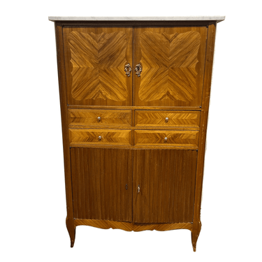 Alacena francesa de encino con marquetería y cubierta de mármol Atelier Mercier Frères S.XIX Bucarest Art & Antiques