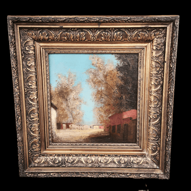 Anónimo - Óleo sobre madera 'Pueblo a la sombra' Bucarest Art & Antiques