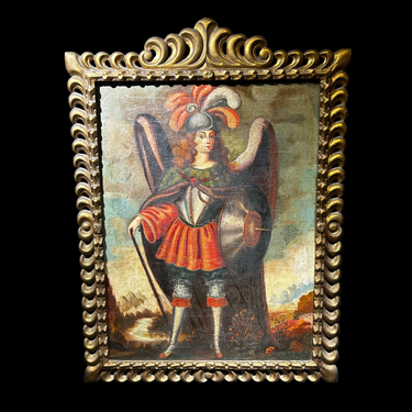 Anónimo - Óleo sobre tela ‘San Miguél Arcángel’ Escuela Cuzqueña Consignación