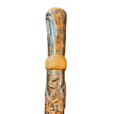 Baston tipo báculo de madera mexicano tallado Bucarest Art & Antiques