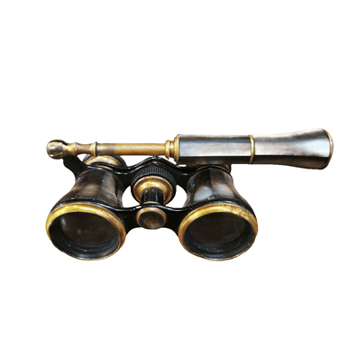 Binoculares de teatro antiguos de bronce y madera nacarados Bucarest Art & Antiques