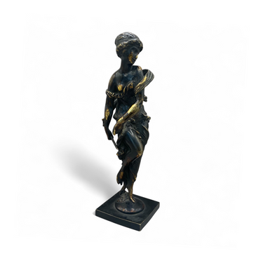 Foto de presentación mejorada — Figura de bronce 'Ninfa cazadora' francesa comienzos s.XX.