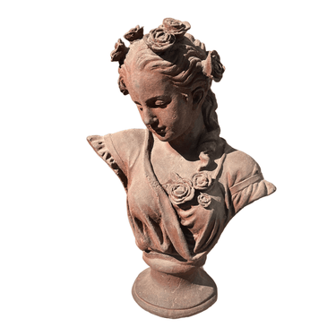 Busto de fierro Época Victoriana mujer con flores Bucarest Art & Antiques