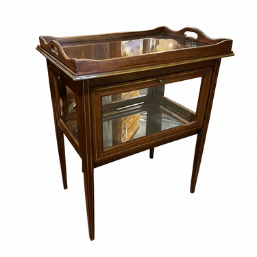 Carro de té inglés Edwardian en caoba bandeja de vidrio e interior de espejo Bucarest Art & Antiques