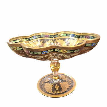 Centro de mesa vidrio esmaltado diseño inspirado de Fritz Heckert Bucarest Art & Antiques