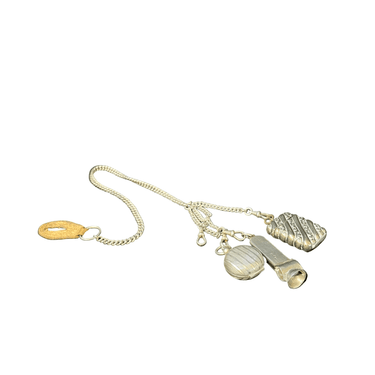 Chatelaine francés de caballero plata ley 800 tres colgantes Bucarest Art & Antiques