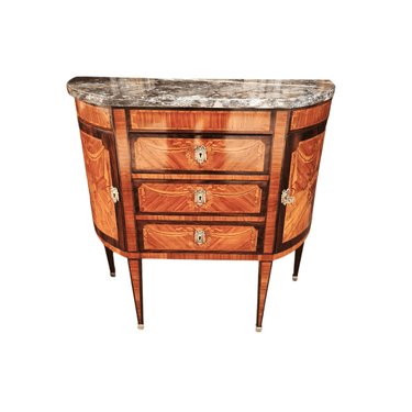 Cómoda Demi-Lune Estilo Luis XVI s.XIX cubierta mármol Bucarest Art & Antiques