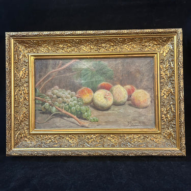 Demetrio Reveco - Óleo sobre tela bodegón ‘Duraznos y uvas’ Bucarest Art & Antiques