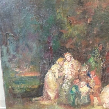 Emile Rousseau - Óleo 'Madres y niños en el parque' Bucarest Art Gallery