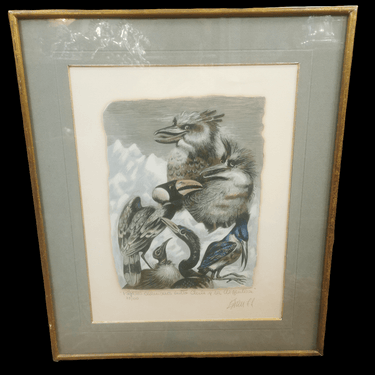 Enrique Grau - Serigrafía sobre papel 'Pájaros carniceros entre Chile y la Argentina' Bucarest Art & Antiques