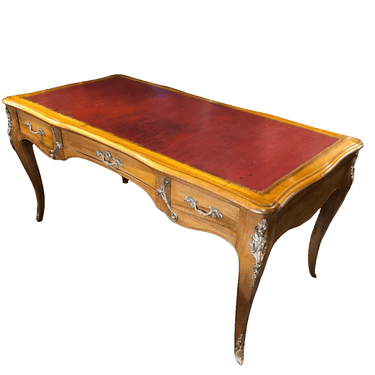 Escritorio Bureau Plat Luis XV cuero ruleteado burdeo | Bucarest Art Gallery Colección Exclusiva