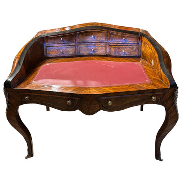 Escritorio francés Luís XV marquetería fina bombé contra bombé principios s. XX Bucarest Art & Antiques