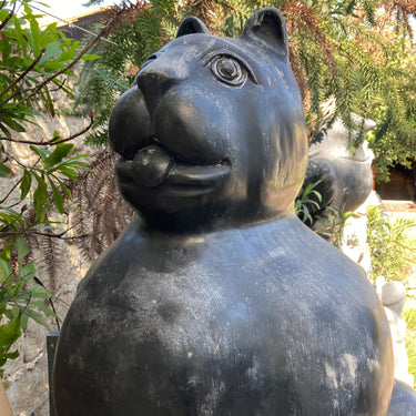 Escultura de gato estilo Botero en mármol Especial Jardín