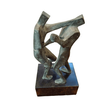 Escultura en bronce y base de mármol 'Boxeadores' Bucarest Art Gallery