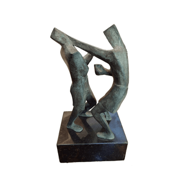 Escultura en bronce y base de mármol 'Boxeadores' Bucarest Art Gallery