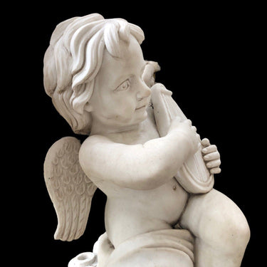 Escultura mármol – Serafín con lira Especial Jardín
