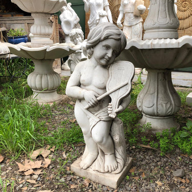 Escultura mármol – Serafín con violín Especial Jardín