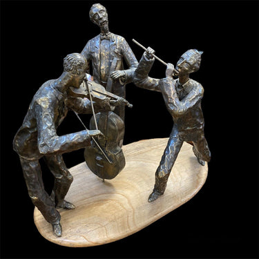 Escultura tres músicos en bronce y base de mármol Bucarest Art Gallery