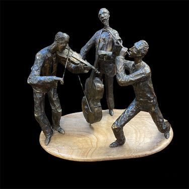 Escultura tres músicos en bronce y base de mármol Bucarest Art Gallery