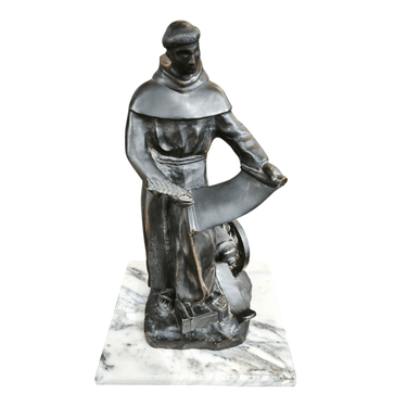 Figura bronce macizo y base mármol 'Monje Franciscano' Bucarest Art & Antiques