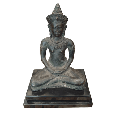 Figura Buda en bronce y base de mármol Bucarest Art Gallery