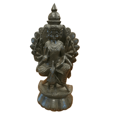 Figura hindú de Bois de fer (madera de fierro) del Dios Kartikeya Bucarest Art & Antiques