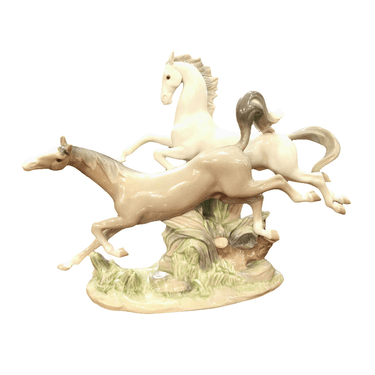 Figura porcelana 'Caballos al galope' Lladró gran formato Bucarest Art & Antiques