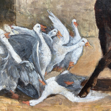 Filippo Palizzi - Óleo 'Burro y gansos' Bucarest Art Gallery