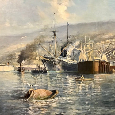 Florencio Vial - Óleo ‘Embarcación y laderas de Valparaíso’ Consignación