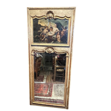 Gran espejo Trumeau con escena pintada estilo Luis XV Bucarest Art & Antiques