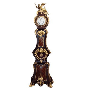 Gran Reloj Luis XV magníficas aplicaciones en bronce y enchapado en caoba Bucarest Art & Antiques