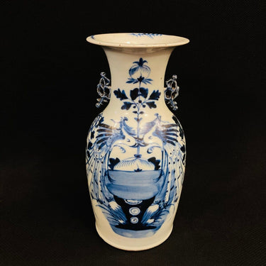 Jarrón chino porcelana con pavos y asas Bucarest Art Gallery