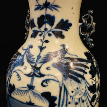 Jarrón chino porcelana con pavos y asas Bucarest Art Gallery